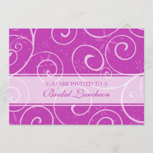 Pink Swirls Bridal Luncheon Invitation Cards