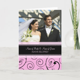 Pink Swirls Elopement Photo Announcement Card