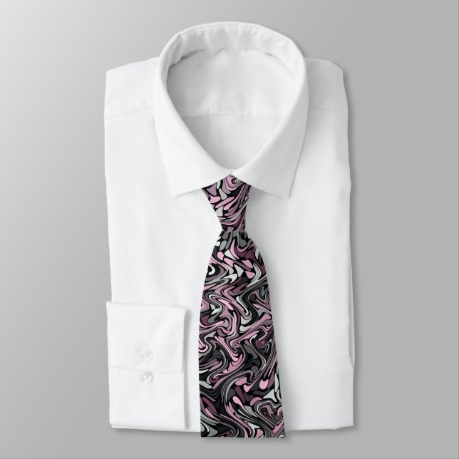 Pink Swirls Fractal Tie (Tied)