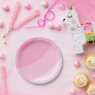 Pink Swirls Paper Plate