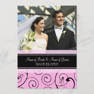 Pink Swirls Photo Elopement Announcement Cards
