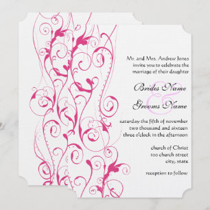 Pink Swirls Wedding Invitations Budget Sized Small