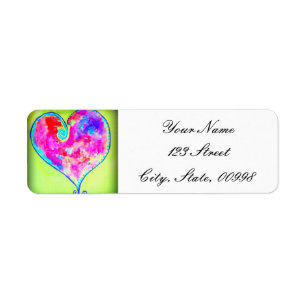 pink swirly heart return address label