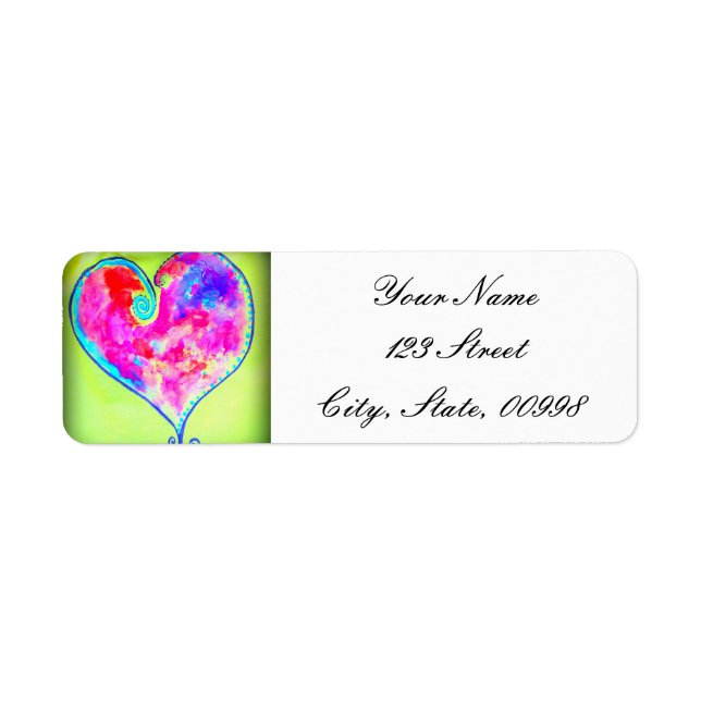 pink swirly heart return address label (Front)