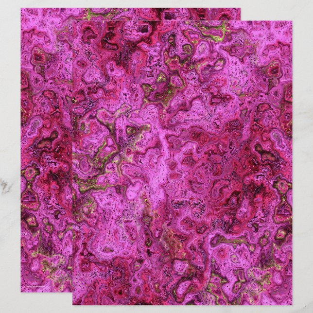 Pink Swirly Marble Scrapbook Paper 2-Sided Page (Front/Back)
