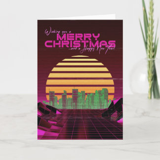 Pink Synthwave Christmas Card