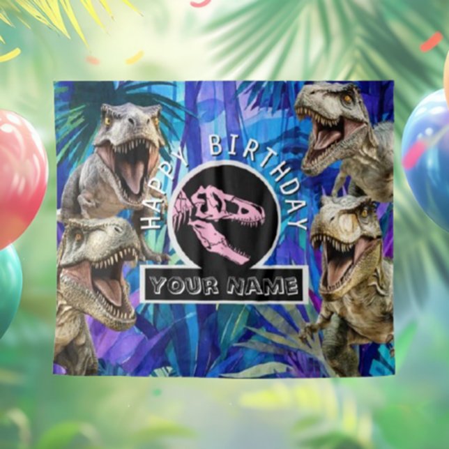 Pink T rexs Jungle Backdrop Tapestry (Perfect for parties or photo ops, this vibrant design will leave everyone in awe. Dive into adventur)