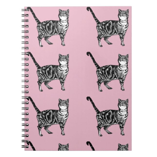 Pink Tabby Cat Cats cute striped Tabbies Notebook (Front)