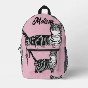Pink Tabby Cat Cats Girls Backpack