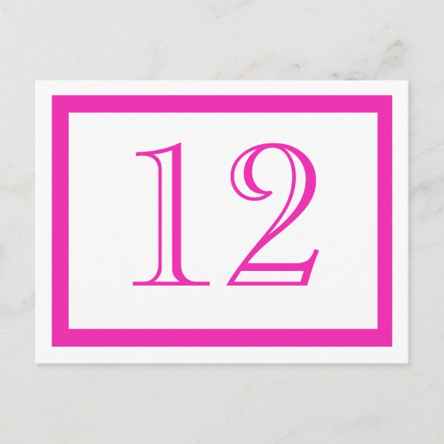 Pink Table Number Cards (Front)