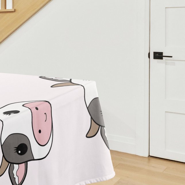 Pink Tablecloth with Cute Cow pattern (Cute Cow Tablecloth)