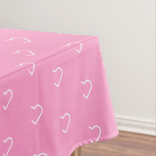 Pink Tablecloth with Hearts - Custom Colours