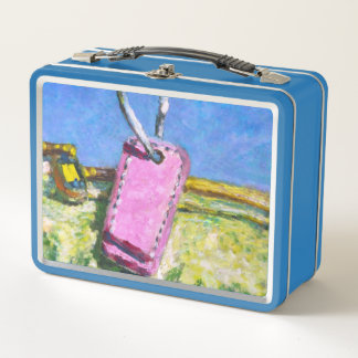 Pink Tag Landscape Modern Abstract Expressionist P Metal Lunch Box