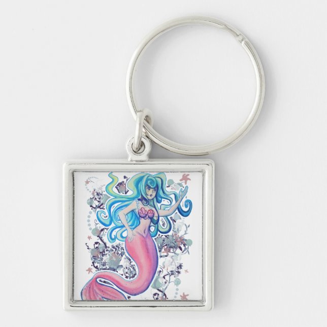 Pink Tailfin Mermaid Key Ring (Front)