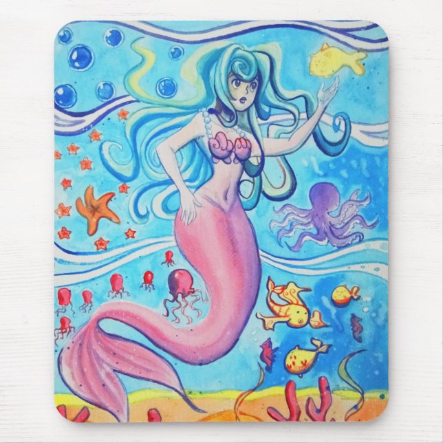 Pink Tailfin Mermaid Mousepad (Front)