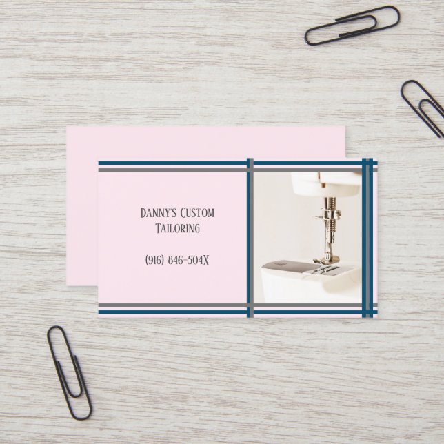 Pink Tailor Sewing Machine Business Card  (Front/Back In Situ)