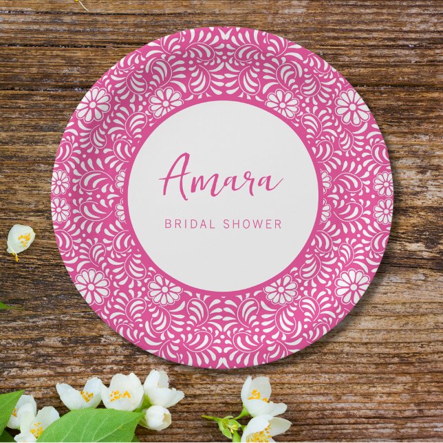 PINK TALAVERA BRIDAL SHOWER PAPER PLATE (Creator Uploaded)