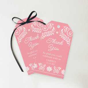 Pink Talavera Mexican Baby Shower Thank You Gift Tags