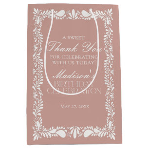 Pink Talavera Tile Mexican Fiesta Birthday Favours Medium Gift Bag