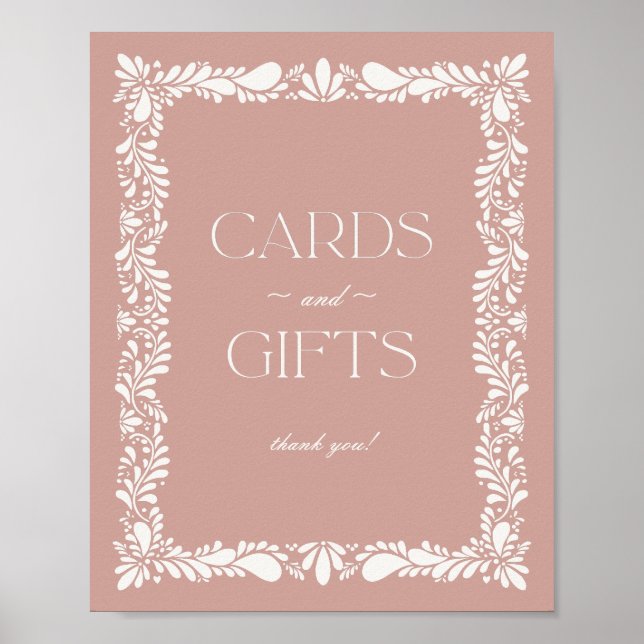 Pink Talavera Tile Spanish Cards and Gifts Sign (Front)