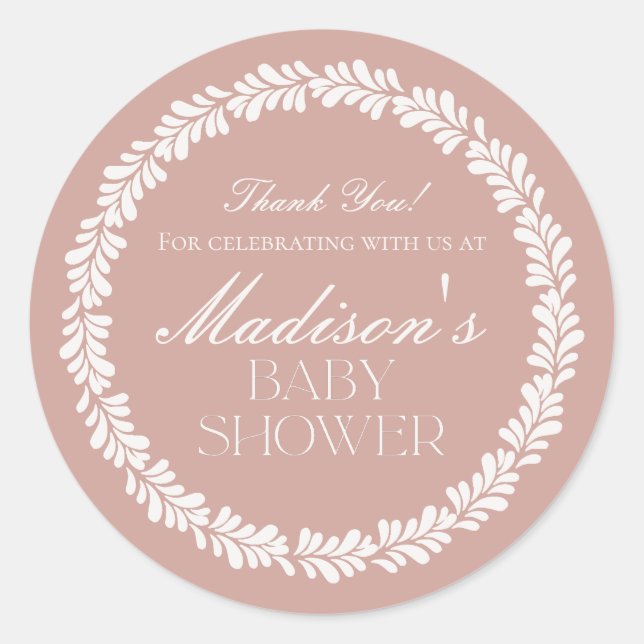 Pink Talavera Tile Spanish Fiesta Baby Shower Classic Round Sticker (Front)