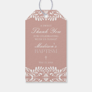 Pink Talavera Tile Spanish Fiesta Baptism Favours Gift Tags