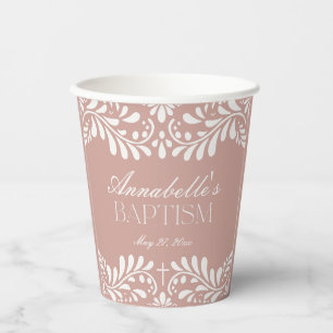 Pink Talavera Tile Spanish Style Fiesta Baptism Paper Cups