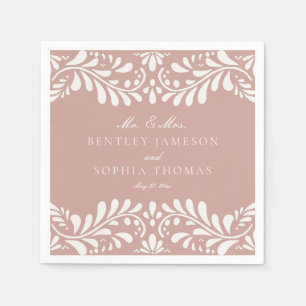 Pink Talavera Tile Spanish Style Fiesta Wedding Napkin