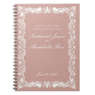 Pink Talavera Tile Wedding Letters Bride & Groom Notebook