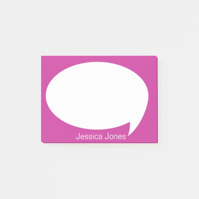Pink Talk Bubble Rounded Personalised Post-it Notes (Front)