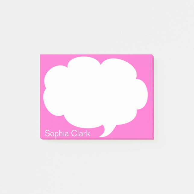 Pink Talk Bubble Rounded Personalised Post-it Notes (Front)