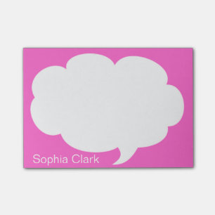 Pink Talk Bubble Rounded Personalised Post-it Notes