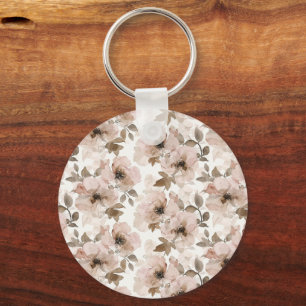 Pink Tan Floral Western Floral Cowgirl Hats Key Ring