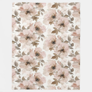 Pink Tan Floral Western Floral Fleece Blanket