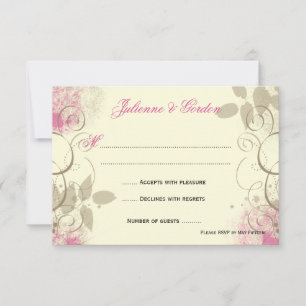 Pink Tan Grunge Swirls Leaves Response Cards