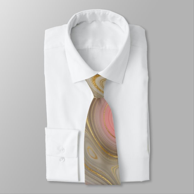 Pink & Tan Marble Men's Neckties (Tied)