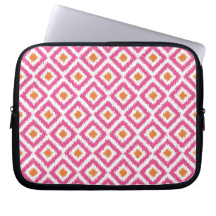 Pink Tangerine Diamond Ikat Pattern Laptop Sleeve