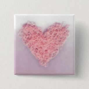 Pink Tangled Heart 15 Cm Square Badge