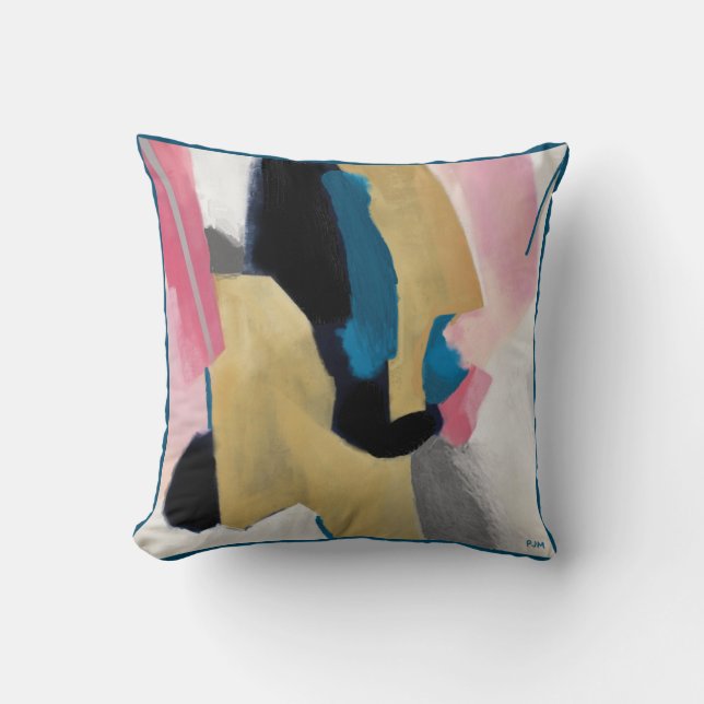 Pink Tango / Pink Teal Gold Cushion (Front)