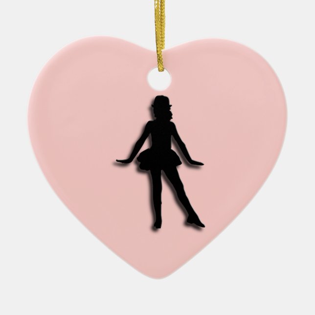 Pink Tap Dancer Ceramic Tree Decoration (Front)