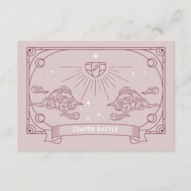 Pink Tarot Baby Shower Diaper Raffle Enclosure Card (Front)