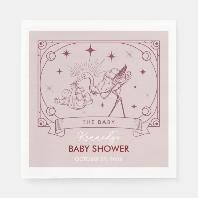 Pink Tarot Baby Shower Napkin (Front)
