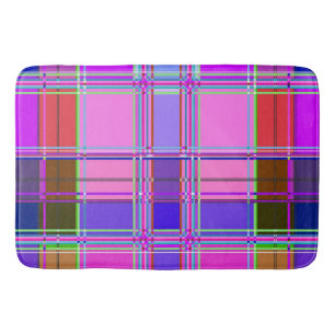 Pink tartan Fabric Pattern Cloth Madras Bath Mat