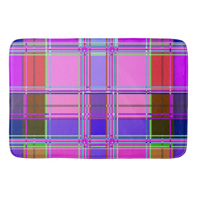 Pink tartan Fabric Pattern Cloth Madras Bath Mat (Front)