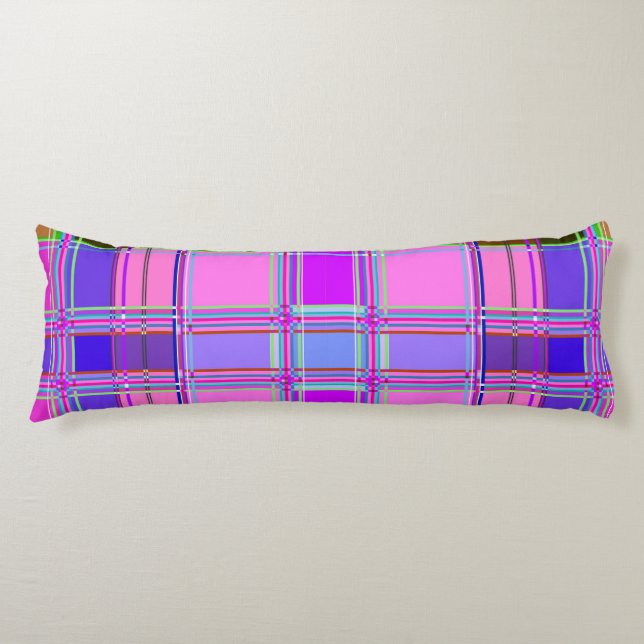 Pink tartan Fabric Pattern Cloth Madras Body Cushion (Front)