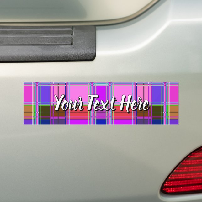 Pink tartan Fabric Pattern Cloth Madras Bumper Sticker (On Car)