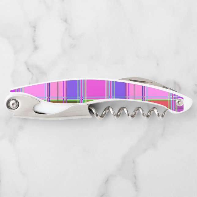 Pink tartan Fabric Pattern Cloth Madras Corkscrew (Front)