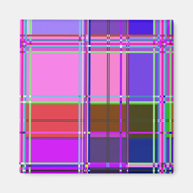 Pink tartan Fabric Pattern Cloth Madras Magnet (Front)