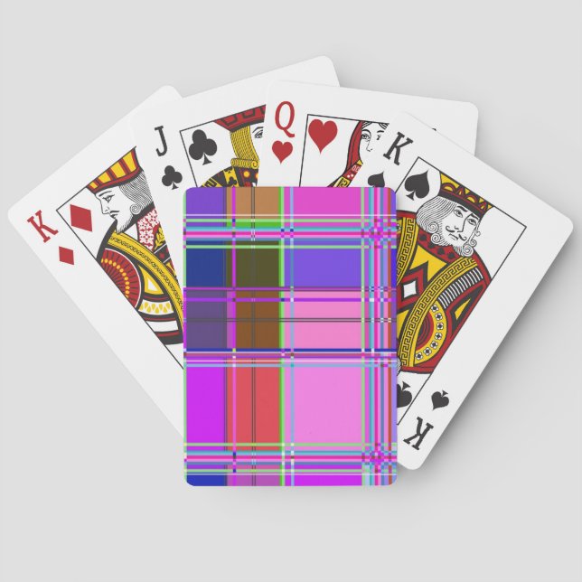 Pink tartan Fabric Pattern Cloth Madras Playing Cards (Back)