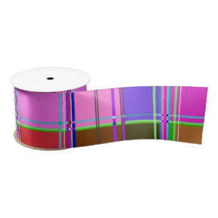 Pink tartan Fabric Pattern Cloth Madras Satin Ribbon